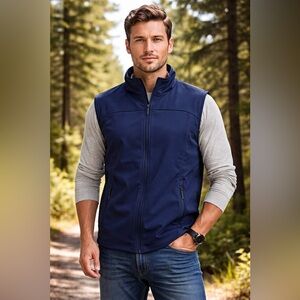 Soothfeel Men’s Softshell Zip Front Vest XL Navy – Lightweight Outdoor Layering